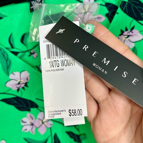 PREMISE | Women's Kelly Lavender Tulip Sleeve Floral Printed Blouse NWT 1X - Picture 9 of 12